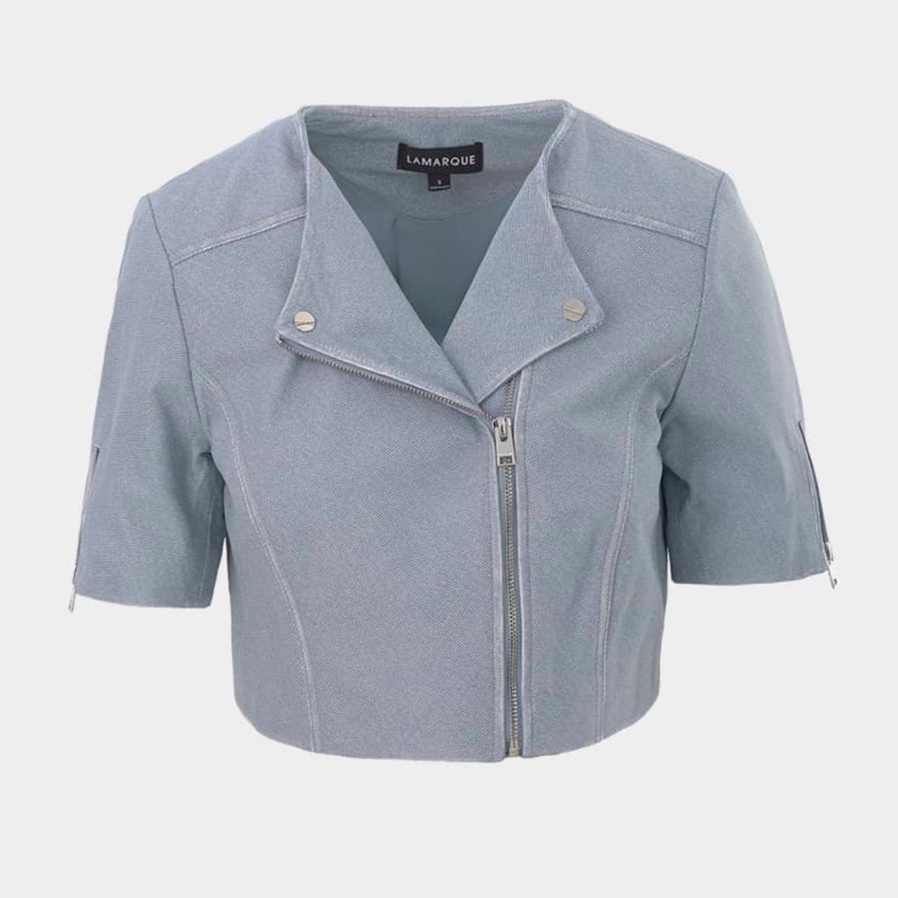 LaMarque Kirsi Short-Sleeve Leather Jacket NWT sz S